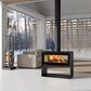 ADF's Linea 100 Duo L freestanding fireplace features a square-edged design.