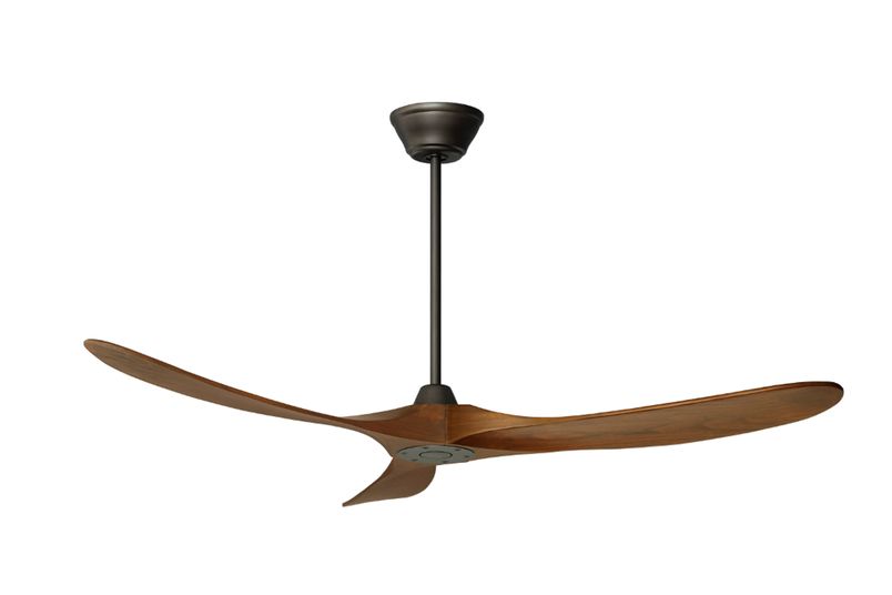 Milano Slider ceiling fan in aged pewter with light walnut blades (no light).