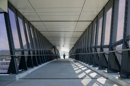 Perforated metal bridge, Unanderra Station