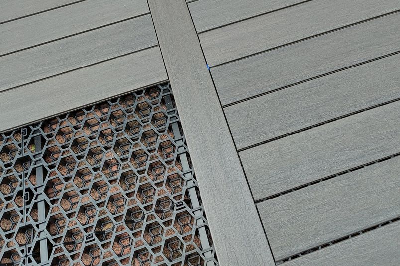 Select Graphite decking installed with DeckCell sub-frame decking system.