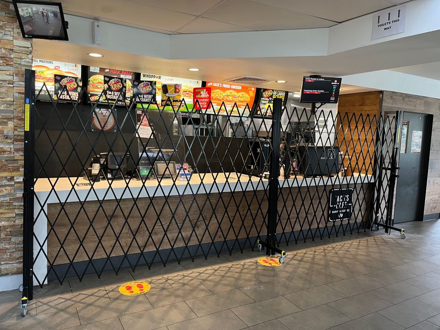 ATDC's portable steel barrier at Hungry Jacks